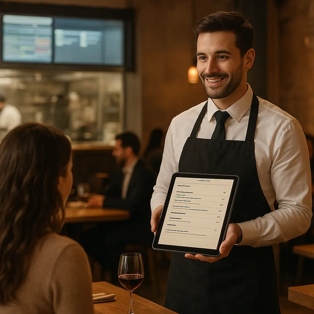 Restaurante con integración POS menú digital en tablet