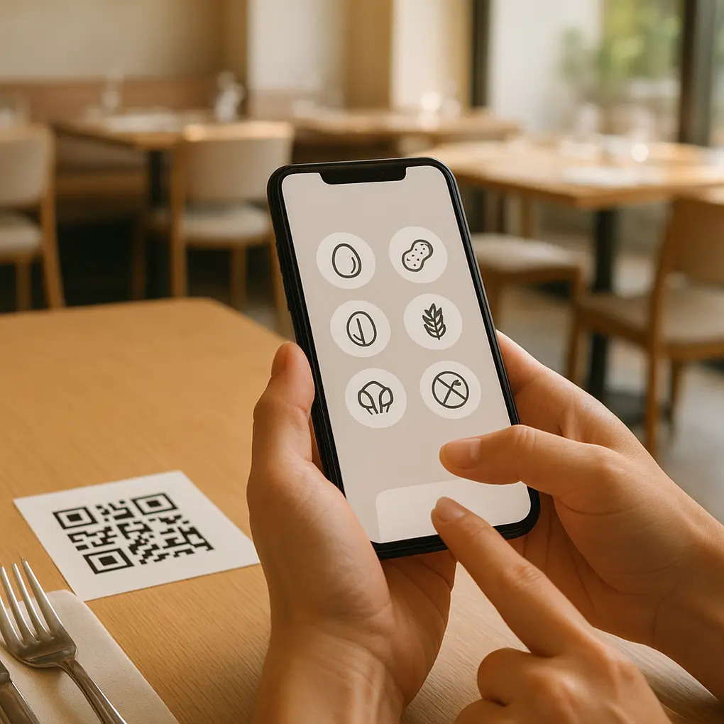 Gestión de alérgenos en menú digital en cocina