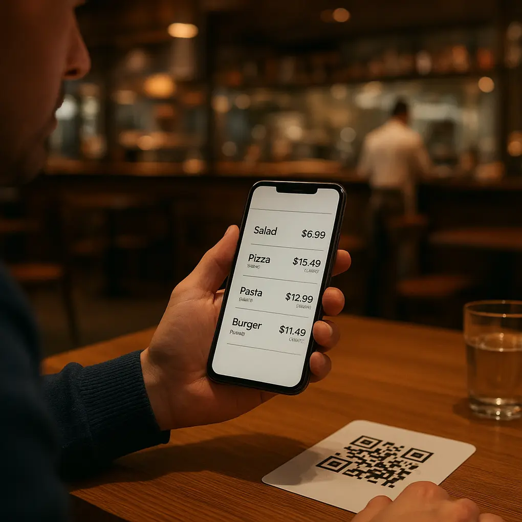 Carta QR con precios dinámicos menú digital actualizándose en tiempo real en mesa