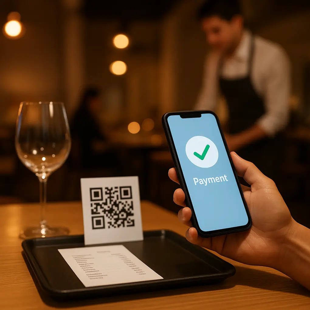 Experiencia de pagos en mesa con QR en restaurante