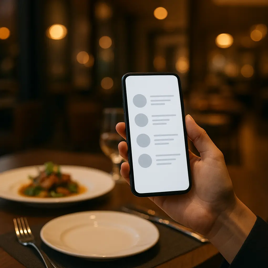 Ejemplo de menú digital con IA generativa en un restaurante desde un móvil