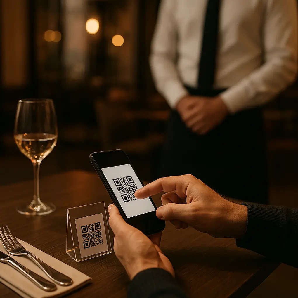 menú QR con pagos en mesa en un restaurante moderno